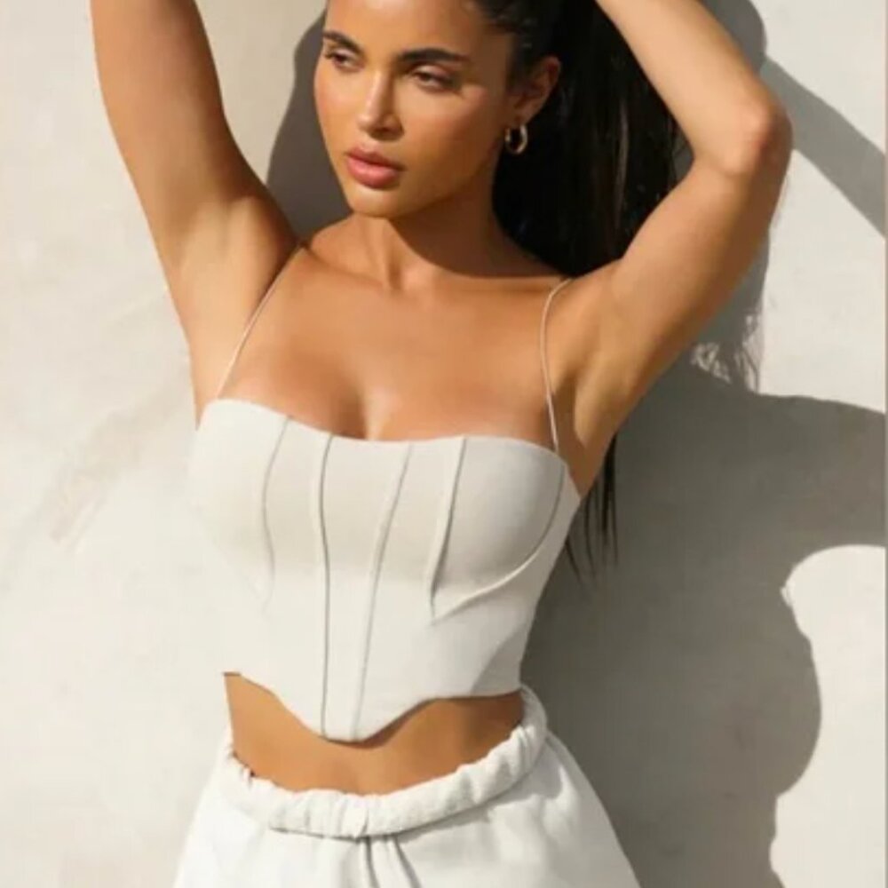 Joah Brown Contour Corset Suede Yuma (White) Size S/M